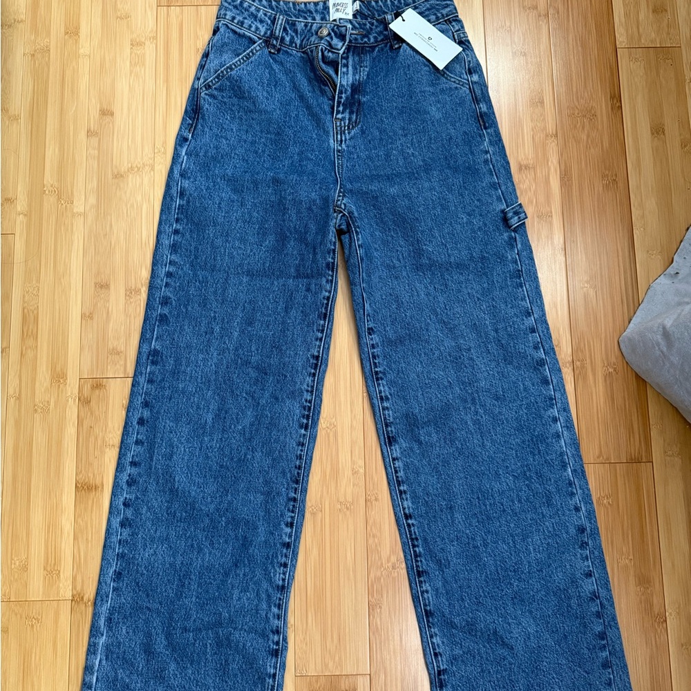 Princess Polly Blue Flare Wide Leg Jeans